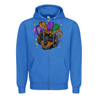 True Royal mardi gras hat dachshund puppy Zipper Hoodie - RanaPortraitStore