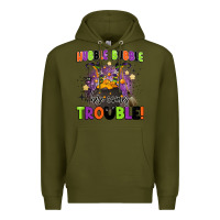 Army Green kids halloween hubble bubble here comes trouble Premium Hoodie - BarkalooDesign