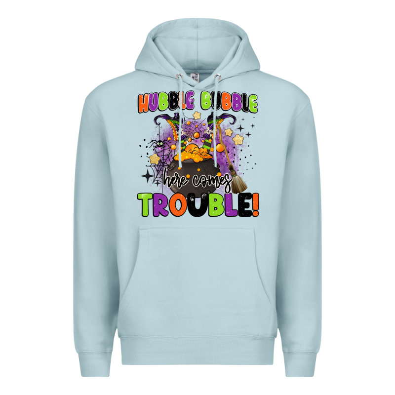 Kids Halloween Hubble Bubble Here Comes Trouble Premium Hoodie by BarkalooDesign | Teevron