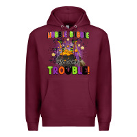 Burgundy kids halloween hubble bubble here comes trouble Premium Hoodie - BarkalooDesign