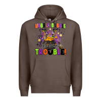 Coffee kids halloween hubble bubble here comes trouble Premium Hoodie - BarkalooDesign
