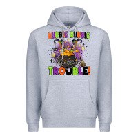 Heather Grey kids halloween hubble bubble here comes trouble Premium Hoodie - BarkalooDesign