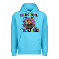 Ocean Blue kids halloween hubble bubble here comes trouble Premium Hoodie - BarkalooDesign