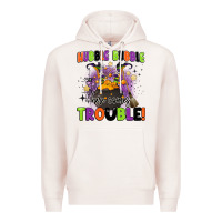 Pale Pink kids halloween hubble bubble here comes trouble Premium Hoodie - BarkalooDesign