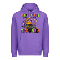 Purple kids halloween hubble bubble here comes trouble Premium Hoodie - BarkalooDesign