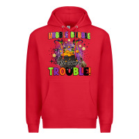 Red kids halloween hubble bubble here comes trouble Premium Hoodie - BarkalooDesign