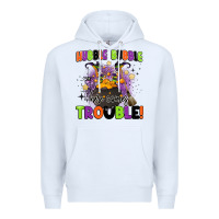 White kids halloween hubble bubble here comes trouble Premium Hoodie - BarkalooDesign