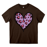 Chocolate Brown Glitter Purple Leopard Heart Heavy Core Tee - Jasminsmagicworld
