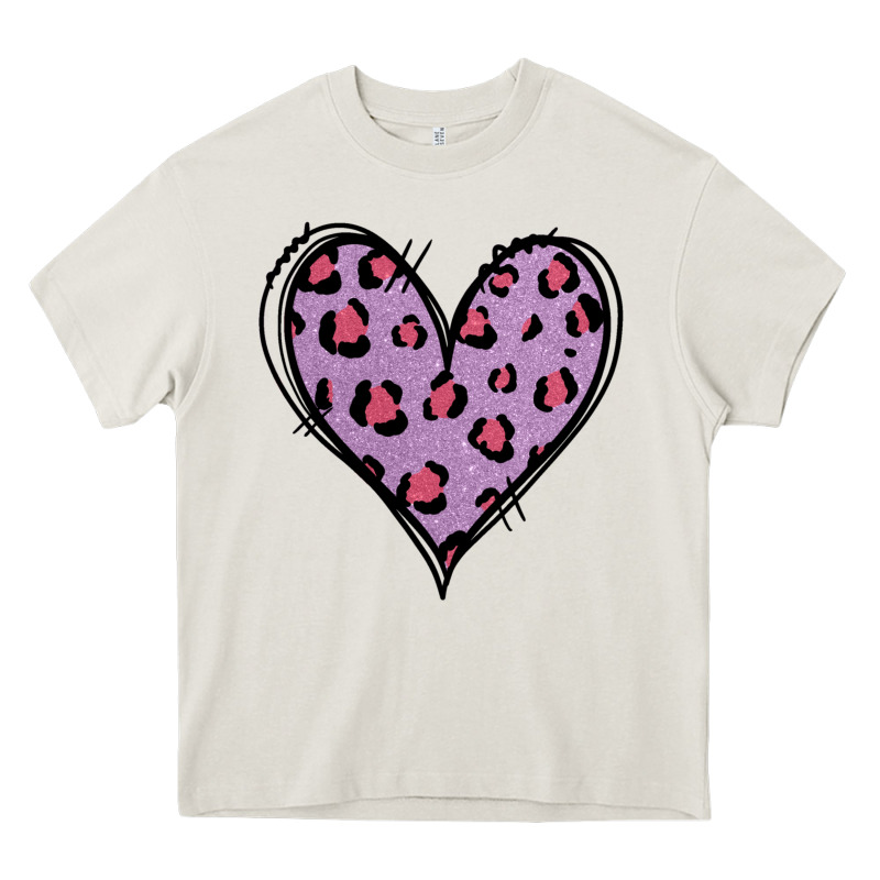 Glitter Purple Leopard Heart Heavy Core Tee by Jasminsmagicworld | Teevron
