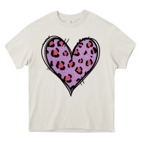 Cream Glitter Purple Leopard Heart Heavy Core Tee - Jasminsmagicworld