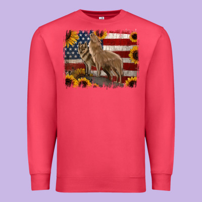 American Th Of July Wolves Premium Sweatshirt Designed By Jasminsmagicworld