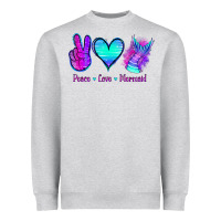 Heather Grey Peace Love Mermaid Heavyweight Sweatshirt - Jasminsmagicworld