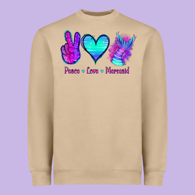 Peace Love Mermaid Heavyweight Sweatshirt Designed By Jasminsmagicworld