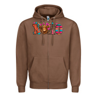 Chestnut xoxo valentine's day highland cow Zipper Hoodie - Jasminsmagicworld