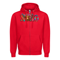 Red xoxo valentine's day highland cow Zipper Hoodie - Jasminsmagicworld