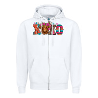 White xoxo valentine's day highland cow Zipper Hoodie - Jasminsmagicworld