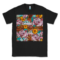 Black Western Landrace Pig With Sunflowers Seamless Classic Tee - FaDigitalArtStudio
