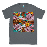 Charcoal Heather Western Landrace Pig With Sunflowers Seamless Classic Tee - FaDigitalArtStudio