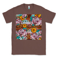 Chestnut Western Landrace Pig With Sunflowers Seamless Classic Tee - FaDigitalArtStudio