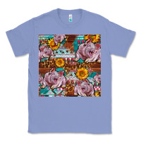 Colony Blue Western Landrace Pig With Sunflowers Seamless Classic Tee - FaDigitalArtStudio