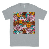 Heather Grey Western Landrace Pig With Sunflowers Seamless Classic Tee - FaDigitalArtStudio