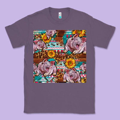 Western Landrace Pig With Sunflowers Seamless Classic Tee Designed By Fadigitalartstudio