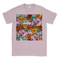 Lilac Western Landrace Pig With Sunflowers Seamless Classic Tee - FaDigitalArtStudio