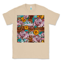 Mushroom Western Landrace Pig With Sunflowers Seamless Classic Tee - FaDigitalArtStudio