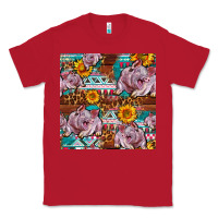 Red Western Landrace Pig With Sunflowers Seamless Classic Tee - FaDigitalArtStudio