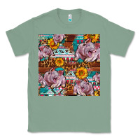 Sage Western Landrace Pig With Sunflowers Seamless Classic Tee - FaDigitalArtStudio