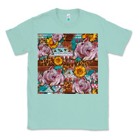 Seafoam Western Landrace Pig With Sunflowers Seamless Classic Tee - FaDigitalArtStudio