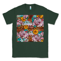 Sports Green Western Landrace Pig With Sunflowers Seamless Classic Tee - FaDigitalArtStudio
