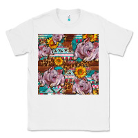 White Western Landrace Pig With Sunflowers Seamless Classic Tee - FaDigitalArtStudio