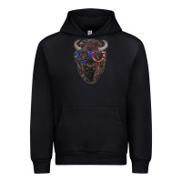 Black bison with american flag glasses Urban Hoodie - RanaPortraitStore