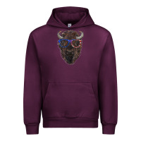 Mauve Wine bison with american flag glasses Urban Hoodie - RanaPortraitStore