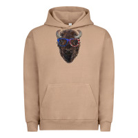 Pigment Burro bison with american flag glasses Urban Hoodie - RanaPortraitStore