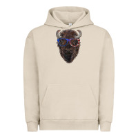 Pigment French Oak bison with american flag glasses Urban Hoodie - RanaPortraitStore