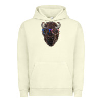 Pigment Pistachio bison with american flag glasses Urban Hoodie - RanaPortraitStore