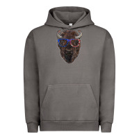 Pigment Tornado bison with american flag glasses Urban Hoodie - RanaPortraitStore