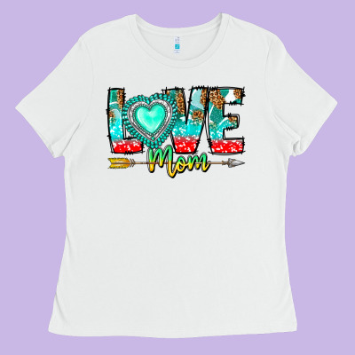 Love Mom Ladies Tee Designed By Cowhidedigitalart
