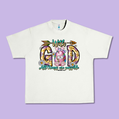 With God All Things Are Possible Easter Day Urban Heavy Tee Designed By Cowhidedigitalart
