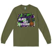 Army Green black cat apothecary Long Sleeve Tee - SublimationCraftShop