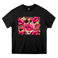 Black Valentine's Day pink plaid red glitter cowhide Heavy Core Tee - FaDigitalArtStudio
