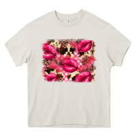 Cream Valentine's Day pink plaid red glitter cowhide Heavy Core Tee - FaDigitalArtStudio