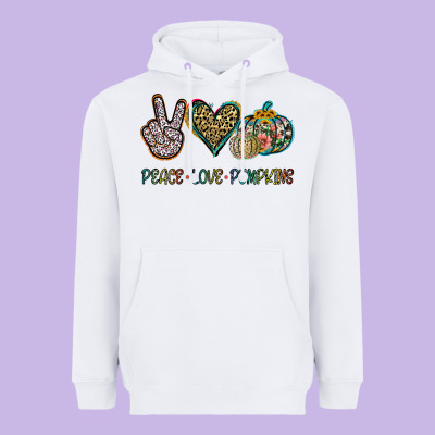 Peace Love Pumkins Heavyweight Hoodie Designed By Jasminsmagicworld