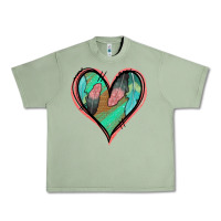 Oil Green Feather Heart Urban Heavy Tee - Jasminsmagicworld