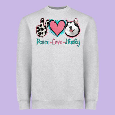 Peace Love Husky Heavyweight Sweatshirt Designed By Jasminsmagicworld