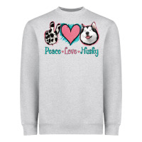 Heather Grey Peace Love Husky Heavyweight Sweatshirt - Jasminsmagicworld
