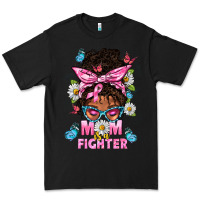 Black Mom Is A Fighter And Afro Messy Bun Mom Premium Tee - BundleAndBundleShop