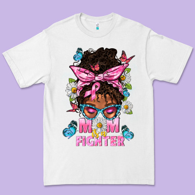 Mom Is A Fighter And Afro Messy Bun Mom Premium Tee Designed By Bundleandbundleshop